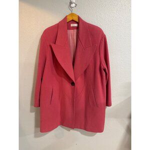 Bernini‎ Wool Blend Coat Women XL Pink Vintage Style Notched Lapel Mid-Length